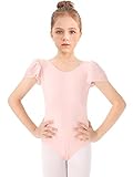Bezioner Ballettkleidung Mädchen, Kinder Ballett Trikot Ballettanzug Puffärmel TanzBody for 3-12 Jahre Rosa 110