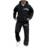 Jogginganzug Herren 2 Teiler Trainingsanzug Set Sportanzug Baumwoll Baggy Tracksuit Warm Bequem Kapuzenpullover Und Jogginghose Freizeitanzug Hausanzug Streatwear Fitness Gym Sportkleidung