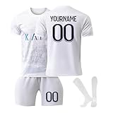 Al-NASSR Fußballtrikots Personalisiert mit Eigenem Namen Nummern für Kinder/Erwachsener, Hause/Auswärts Fussball Trikot Shorts Socken Sets Jungen H
