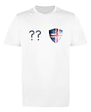 Comedy Shirts - Island Trikot - Wappen: Klein - Wunsch - Herren Trikot - Weiss/Royalblau Gr. M