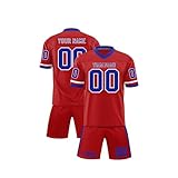 Generisch Personalized Football Trikot Individuelles Fußball Trikots Schnelltrocknend Spieltrikots Spieltrikot Custom Footballjersey Erwachsene Sportshirt Shorts Zweiteiler Anzug 4-W