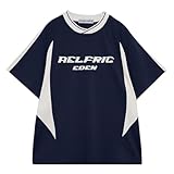 Aelfric Eden T-Shirts für Herren Oversize Jersey Sommer Fußball Trikot Kurzarm Oberteile Vintage Casual Tee Sportshirt Oberteile Blau S