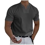 TIMELYE Herren T-Shirts Gentlemans Business Short Sleeve Fitness T Shirt Herren-Blusen für die Arbeit, professionell, Männer, lässig, solide, kurzärmlig, mit V-Ausschnitt, T-Shirt-Ob