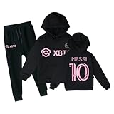 Generisch Fußballtrikots Kinder IN-TER MIA-MI #10 ME-SSI Trikots für Jungen Kapuzenpullover & Jogginghosen Set Jungen Fußball Geschenk #106