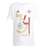 adidas FC Bayern München Meisterschaft Meister T-Shirt (DE/NL/SE/PL, Alphanumerisch, L, Regular, Regular, White)