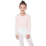 Bezioner Kinder Ballett Wickeljacke Gymnastik Tanz Ballettjacke Lange Ärmel für Mädchen Damen Rosa M