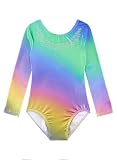 XiaoMoSha Gymnastik Strickjacken für Mädchen Langarm tanzen Strickwaren funkelnde Balletttanzkleidung für kleine Mädchen 2-14 Jahre, Green Lila, 7-8 Jahre, Grün-Lila, 7-8 Y