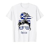 Griechische Frau Griechenland Mädchen Flagge T-S