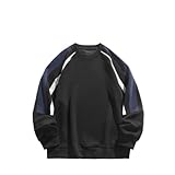 PANVER Sweatshirt Herren Sport Casual Farbabstimmung Pullover Jugend Persönlichkeit Mode Langärmeliges Sweatshirts B-Black 3XL