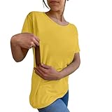 Still-T-Shirt für Damen, kurzärmelig, Rundhalsausschnitt, Oberteil, Mutterschaft, Reißverschluss, seitlicher Reißverschluss, Still-T-Shirts, Humor, Mutterschaft, weich, Top, Bluse, Z-Gelb, XXL