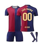 Fußball Trikots Kinder Personalisierte 2025 Fußball-Trainingsset Home/Away Junge, mit Eigenem Namen & Nummer, Fussball T-Shirt Shorts & Socken Geschenke für Fans Kinder und M
