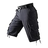 MOKBAY Herren Bermuda 3/4 mit Taschen Work Arbeitsshorts Gym Tennishose Leichte Weiße Offerte Del Giorno Lampo Prime Arbeitshosen Männer Kurz Baggy Cargohose Kurz Herren Cargo Kurze Herrenhose 42