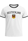 Klassisches Herren WM-Shirt Deutschland Flagge Retro Trikot-Look Fan-Shirt Weiss-schwarz M