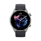 Amazfit Smartwatch GTR 3 46mm mit Gesundheitsüberwachung, SpO2, Zyklusüberwachung, GPS Sportuhr mit 150+ Sportmodi, 21 Tage Akku, Alexa für Herren Damen, Schwarz, Einheitsgröß