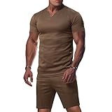 Trikot Set Herren Britisches Hemd Lässiger Sportanzug Business Kleidersack(Braun,M)