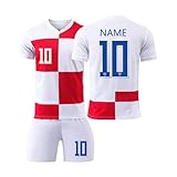 ISHWARA Kroatien personalisiertes Trikot-Set für Herren und Mädchen mit Namen und Nummer, Team-Logo, individuelles Fußballtrikot für Jungen, Trainingsanzug
