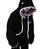 Generisch Flauschige Pyjama Damen Frauen- -Hoodie-Lange Hülsen-Blaue -Form-mit Kapuze Pullover-Sweatshirts Zidane Trikot (Black, XL)