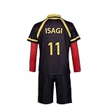 AIGOUT Anime Blue Lock Cosplay Fußball Outfit Michel Caesar Trikot Deutschland Team Schwarz und Rot Fußball Sportbekleidung Trainingsanzüge Shorts Sets für Halloween Fasching Kostüm (Nr.11 Jersey, S)