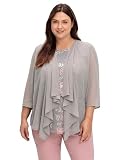 Sheego Damen Große Größen Shirt in 2-in-1-Optik mit Einsatz aus Mesh Citywear elegant R