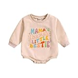 Generisch Kleinkind Baby Kleinkind Jungen Mädchen Langarm Brief Drucke Neugeborenen Strampler Overalls Kinder Kleidung (Beige, 6-12 Months)