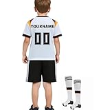 Fußball Trikot Kinder Trainingsset 2024/2025 Personalisiert mit Namen und Nummer, Jungen Fußballtrikot mit T-Shirt Shorts Socken, Jungs Fanartikele Atmungsaktives Trik