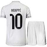 KISRAS R. Madrid Mbappe #10 Heim 2025/2026 Fußball Kinder Trikot Shorts Geschenk Set Jugendgrößen (Weiß,176)