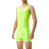 Caxndycing Jumpsuit Herren ÖL Glanz Body Ärmellos Bodysuit Latex Anzug für Männer Einteiler Kompression Unterwäsche Sport Trikot Body Transparent Ganzanzug Reizwäsche Gymnastikanzug