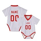 Generisch Personalisierte Baby Fußball Trikot mit Namensnummer Logo Kundenspezifischer Neugeborener Unisex Strampler für Baby Dusche, für Jungen und Mädchen, Größe 0-24 M
