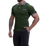 Poloshirt Herren Elegant - Baumwolle Basic T-Shirt Farbverlauf Poloshirt Modern Einfarbig Poloshirt Pulli Einfarbig Sweater Polo Hemd Urlaub Polohemd Freizeit Polo T-Shirt MäN