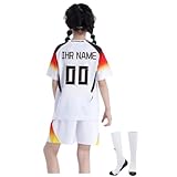 Fußball Trikot Kinder Trainingsset 2024/2025 Personalisiert mit Namen und Nummer, Jungen Fußballtrikot mit T-Shirt Shorts Socken, Jungs Fanartikele Atmungsaktives Trik
