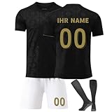 Fussballtrikot Kinder Set 2024 2025 Fussball Training Tshirt personalisiert mit eigenem Namen und Nummer Fuer Hause und Auswaerts mit Shorts und Socken Jungs Fanartikele Atmungsaktives Trik