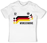Baby T-Shirt Mädchen Jungen - 2026 Fussball WM Fanartikel - Deutschland Trikot mit Name und Nummer Germany - 6/12 Monate - Weiß - Deutschland. Tshirt Tshirt-Fussball fußball German S