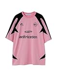 Aelfric Eden Herren Oversized Baseball Tshirt Damen Y2K T-Shirt Vintage Trikot Baggy Sommer Casual Shirt Racing Tee Rosa, M