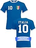 Herren T-Shirt Italien Trikot EM 2024 Italia mit eigenem Namen + Nummer - Blau 3XL