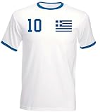 Herren T-Shirt Trikot Griechenland mit eigenem Namen + Nummer - Weiß S