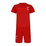 Blackshirt Company Türkei Kinder Sport Trikot Set - Fußball WM EM Fan Zweiteiler Türkiye - Rot Größe 104