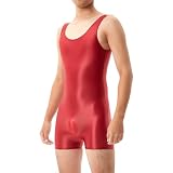 Caxndycing Jumpsuit Herren ÖL Glanz Body Ärmellos Bodysuit Latex Anzug für Männer Einteiler Kompression Unterwäsche Sport Trikot Body Transparent Ganzanzug Reizwäsche Gymnastikanzug