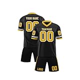 Personalisiertes American Football Komplettset, Individuelles Trikot & Hose mit Name, Nummer, Logo für Herren, Damen, Jugendliche & Kinder, Atmungsaktives in Größe S - 7XL schw