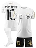 Shop4Fans Deutschland Fußballtrikot Personalisiert für Jungen & Mädchen – mit deinem Namen & Nummer – atmungsaktiv &