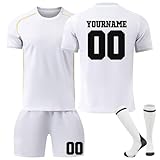 Generisch 24/25 Hause/Auswärts Trikots, Personalisiertes Fußball Shirt mit Namensnummer, Benutzerdefinierte Jersey Shirts & Shorts Set Trainingsanzug Jungen Herren (A-1)