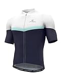 LAMEDA Radtrikot Herren Kurzarm Sommer MTB Rennrad Trikot Fahrradtrikot Atmungsaktive Schnell Trocknen Elastische Fahrrad Short Sleeve Jersey für Radsport Sport Blau&Weiß L