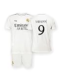 Real Madrid Home Kit Trikot und Shorts Saison 24/25, Mbappé, 10 Years, Replik Shirt Mit Offizieller L