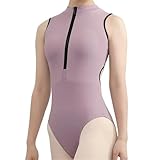GSCLZ Ballett Trikot for Frauen Taille Aushöhlen Dancewear Gymnastik Trikots Ärmel Einfarbig Body Erwachsene Tanz Kleidung FüR Ballett Gymnastik(Purple,L)