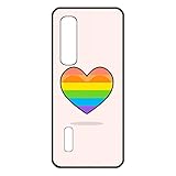 FunKaz Schutzhülle für Oppo Find X2 Pro – Rainbow Hearth LGBT – Farbe Regenbogen LGBT Herz – Schwarz TPU