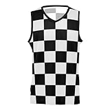 EtherSpher Buffalo Plaid Check Schwarz Weiß Herren Athletic Basketball Jersey Bequeme Sportbekleidung Trikots für Männer Frauen Jugendliche Fans, Buffalo Plaid Karo Schwarz Weiß, L