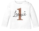 SpecialMe® personalisiertes Baby Langarmshirt Geburtstags-Shirt personalisierbar mit Namen Alter 1-3 Junge/Mädchen 1 Jahr weiß 80/86 (10-15 Monate)