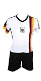 MC-Trend Deutschland Fußball Kinder Trikot-Set mit Hose und Mesh-Einsätzen, weiß/schwarz, Perfekt für kleine Fans… Europameisterschaft (96-104)