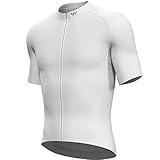 Lo.gas Radtrikot Herren Kurzarm, Rennrad Trikot Durchgehender Reißverschluss mit 3 Taschen, Elfenbein Weiß, L