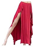 NihaoWXM Sexy Langes Kleid Bauchtanz Frauen Elegante Bauchtanz Voll Rock Dame Ballsaal Verschüttet Lange Leistung Kostüm Praxis Kleid Bauchtanz Rock(Red,L)