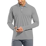 Poloshirt Herren Langarm UPF 50+ Sonnenschutz Polo Shirt Mesh Eisseide Schnelltrocknend Sportshirt Casual Outdoor Golf S